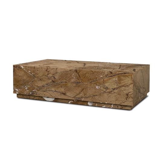 Matteo Solid Rainforest Rust Marble Rectangular Coffee Table