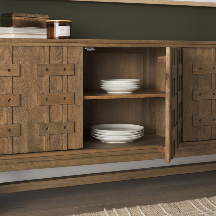 Truss Cool Brown Wood 4 Door Closed Sideboard
