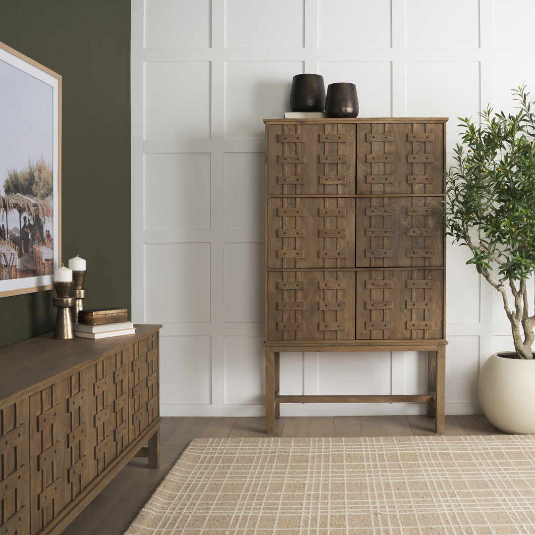 Truss Cool Brown Wood 6 Door Tall Cabinet