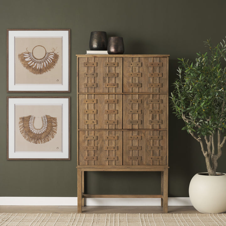 Truss Cool Brown Wood 6 Door Tall Cabinet