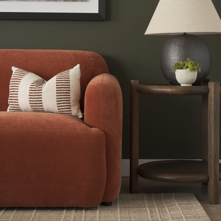 Saga Stonewashed Rust Chenille Fabric 3 Seater Sofa