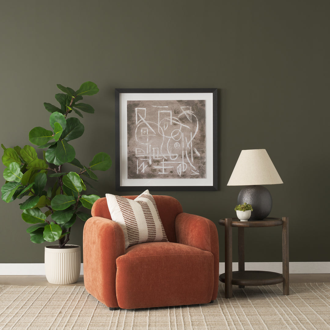 Saga Stonewashed Rust Chenille Fabric Upholstered Chair