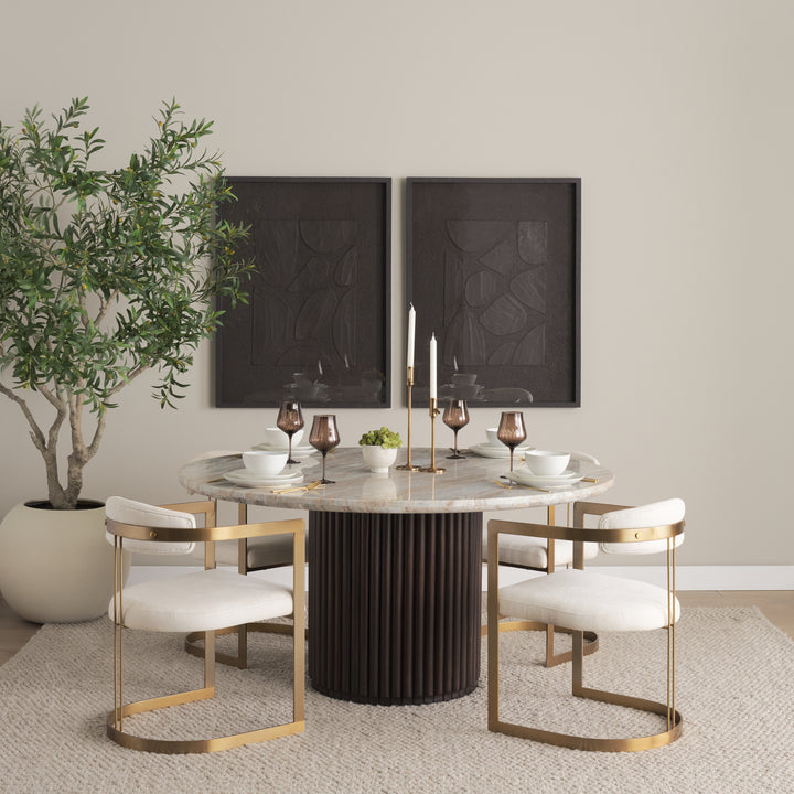 Hollyfield II Cream Fabric Seat W/ Gold Iron Frame Dining Chair