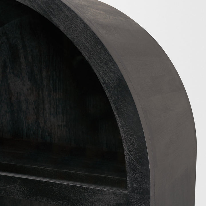 Suri Black Wood W/Glass Doors Arched Curio Cabinet