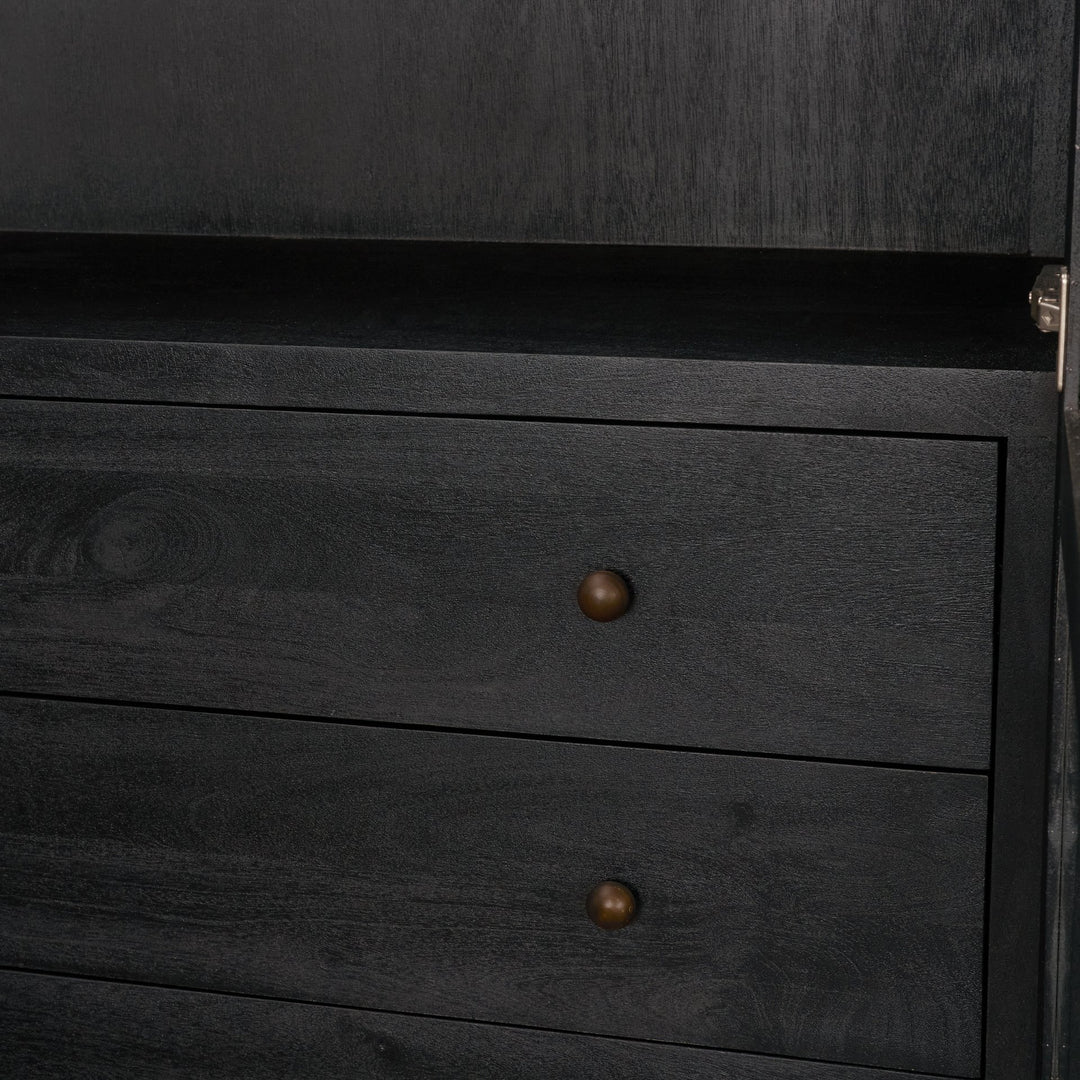 Suri Black Wood W/Glass Doors Arched Curio Cabinet