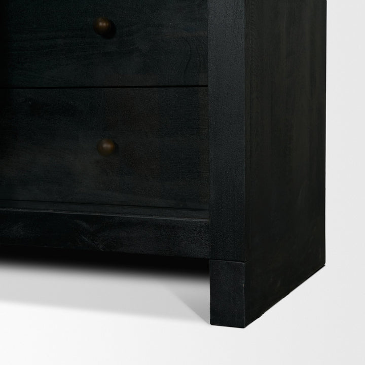 Suri Black Wood W/Glass Doors Arched Curio Cabinet