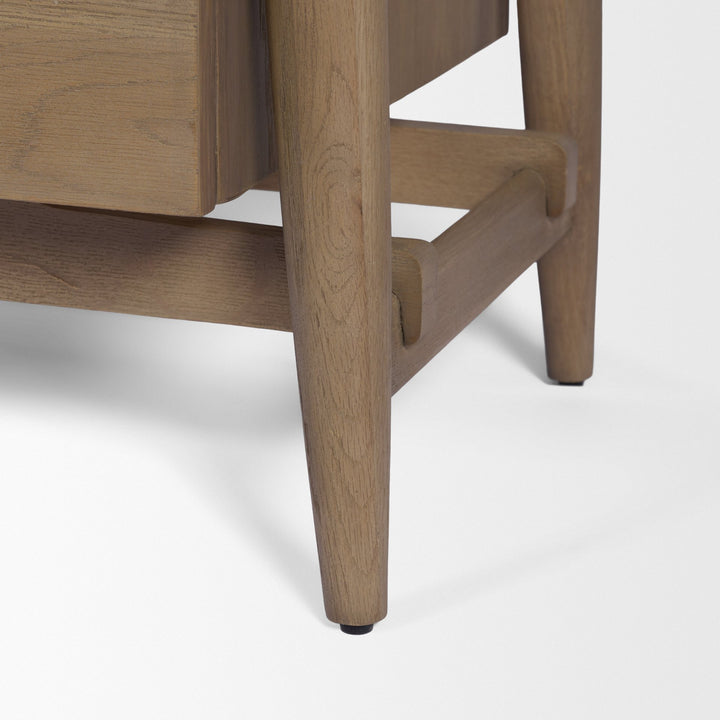 Hollis Gray-Brown Wood 3-Drawer Closed Nightstand
