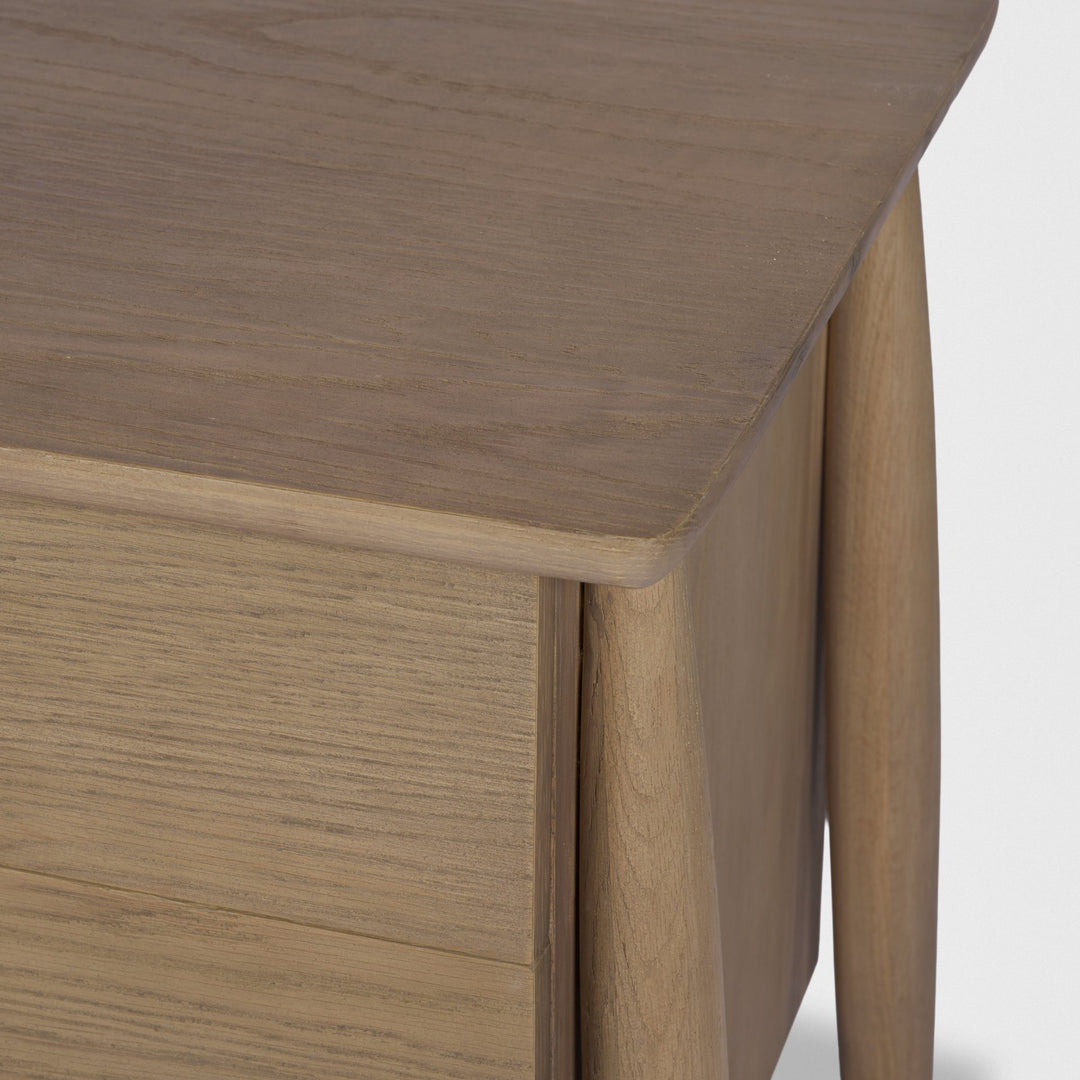 Hollis Gray-Brown Wood 3-Drawer Closed Nightstand