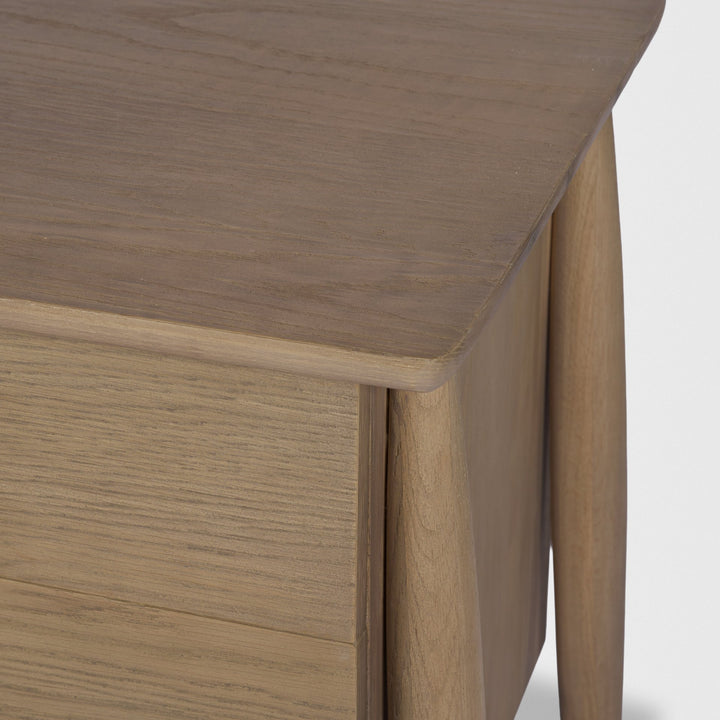 Hollis Gray-Brown Wood 3-Drawer Closed Nightstand