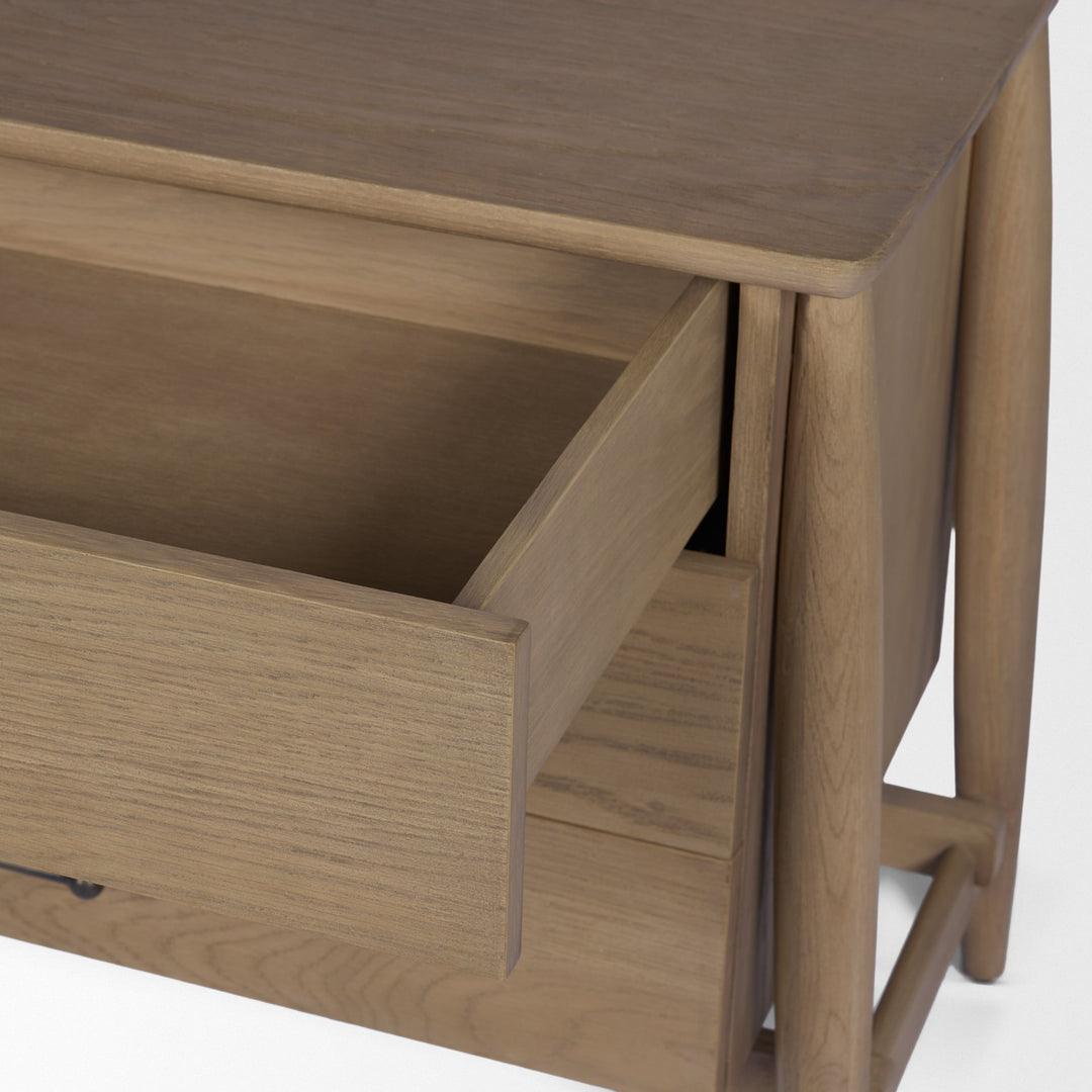 Hollis Gray-Brown Wood 3-Drawer Closed Nightstand