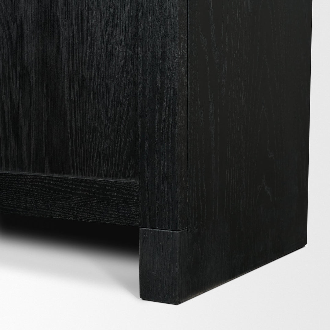 Henry Black & Light Brown Oak Wood w/ Glass Doors Curio Cabinet