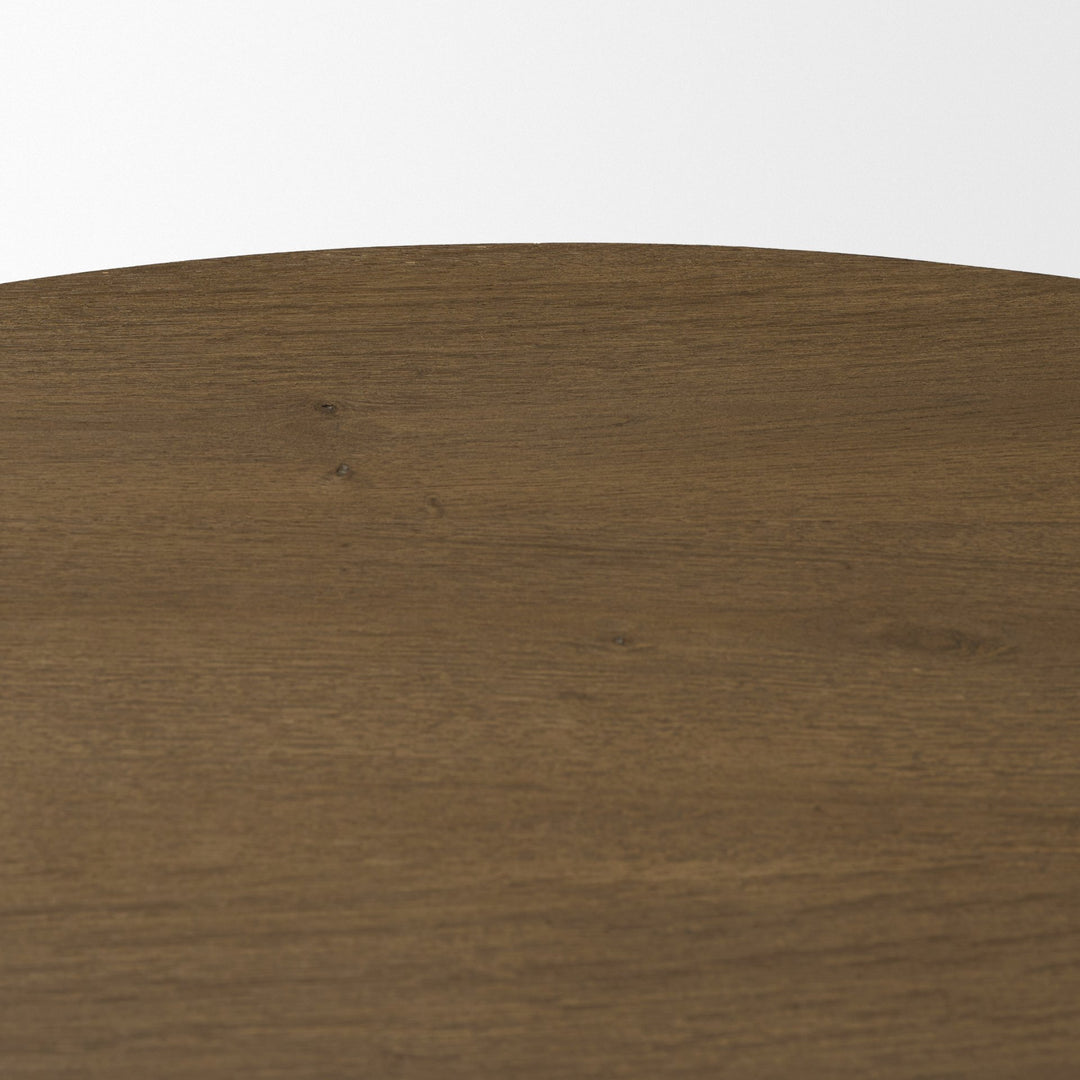 Lyonne 42" Round Medium Brown Oak Wood Pedestal Dining Table
