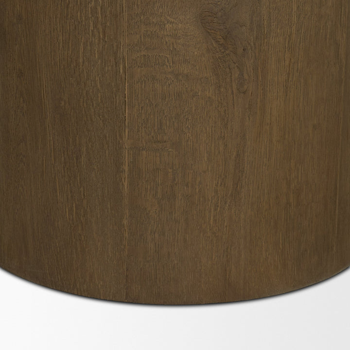 Lyonne 42" Round Medium Brown Oak Wood Pedestal Dining Table