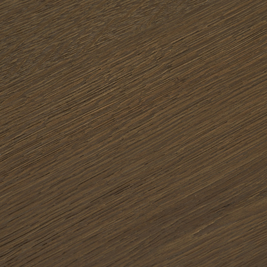 Lyonne Round Medium Brown Oak Wood Pedestal Side Tables
