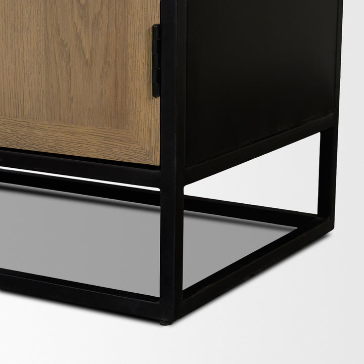 Sloan 47.5W x 80.5H Light Brown W/Black Metal Frame Arched Cabinet