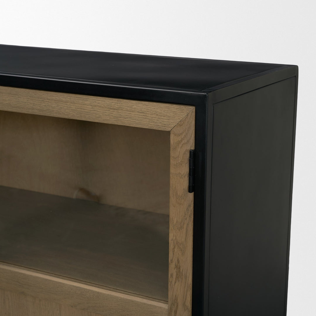 Sloan 80" Light Brown Wood W/Black Metal Frame Sideboard