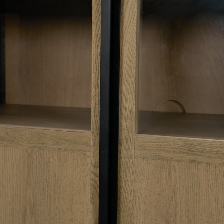 Sloan 80" Light Brown Wood W/Black Metal Frame Sideboard