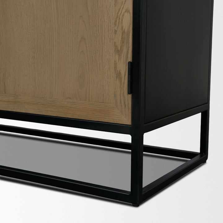 Sloan 80" Light Brown Wood W/Black Metal Frame Sideboard