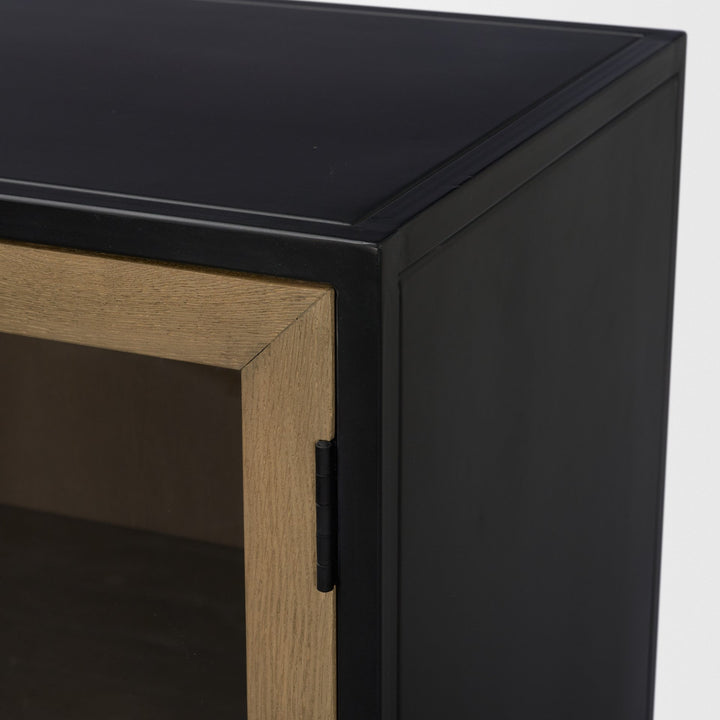 Sloan 40.0W Light Brown W/Black Metal Frame Accent Cabinet