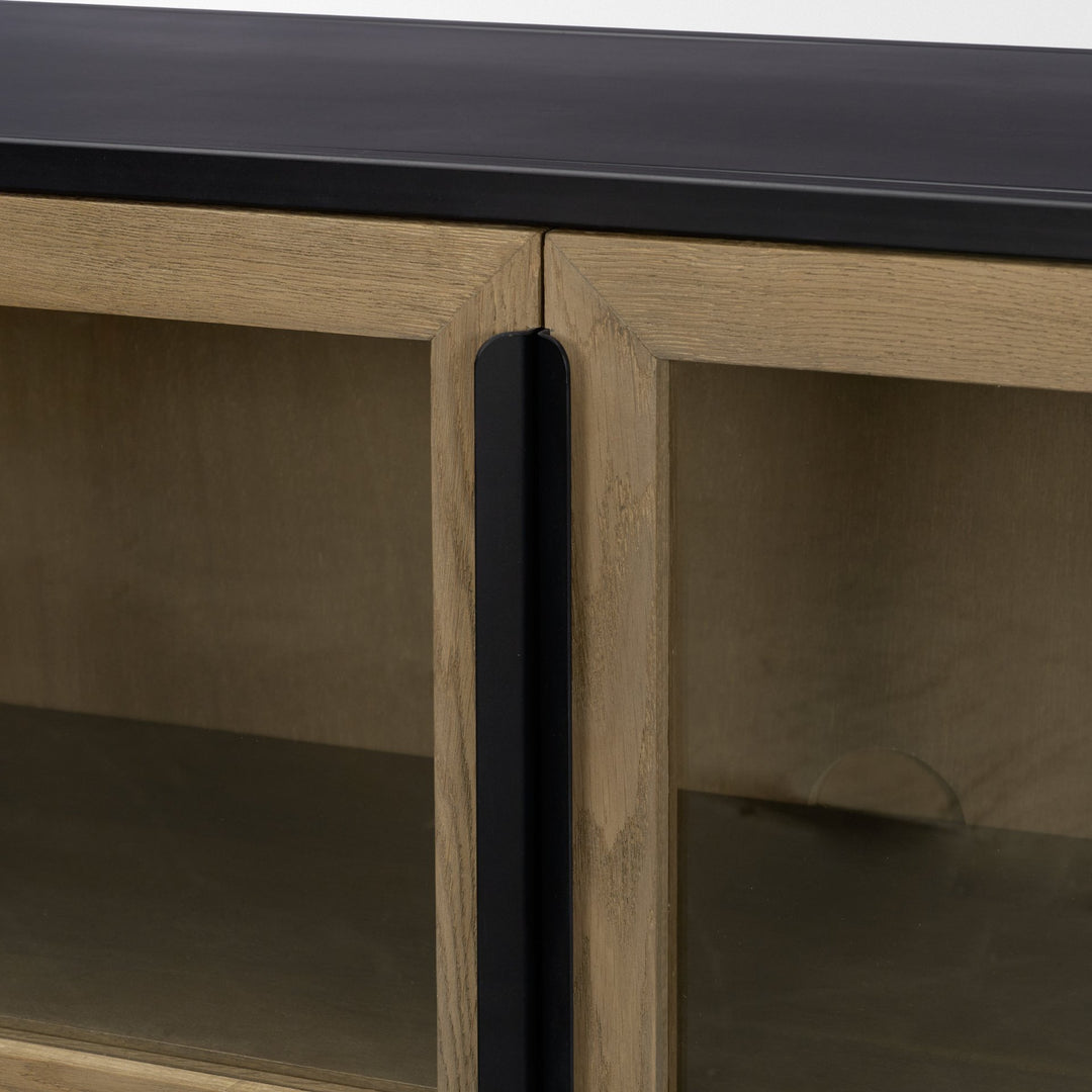 Sloan 40.0W Light Brown W/Black Metal Frame Accent Cabinet
