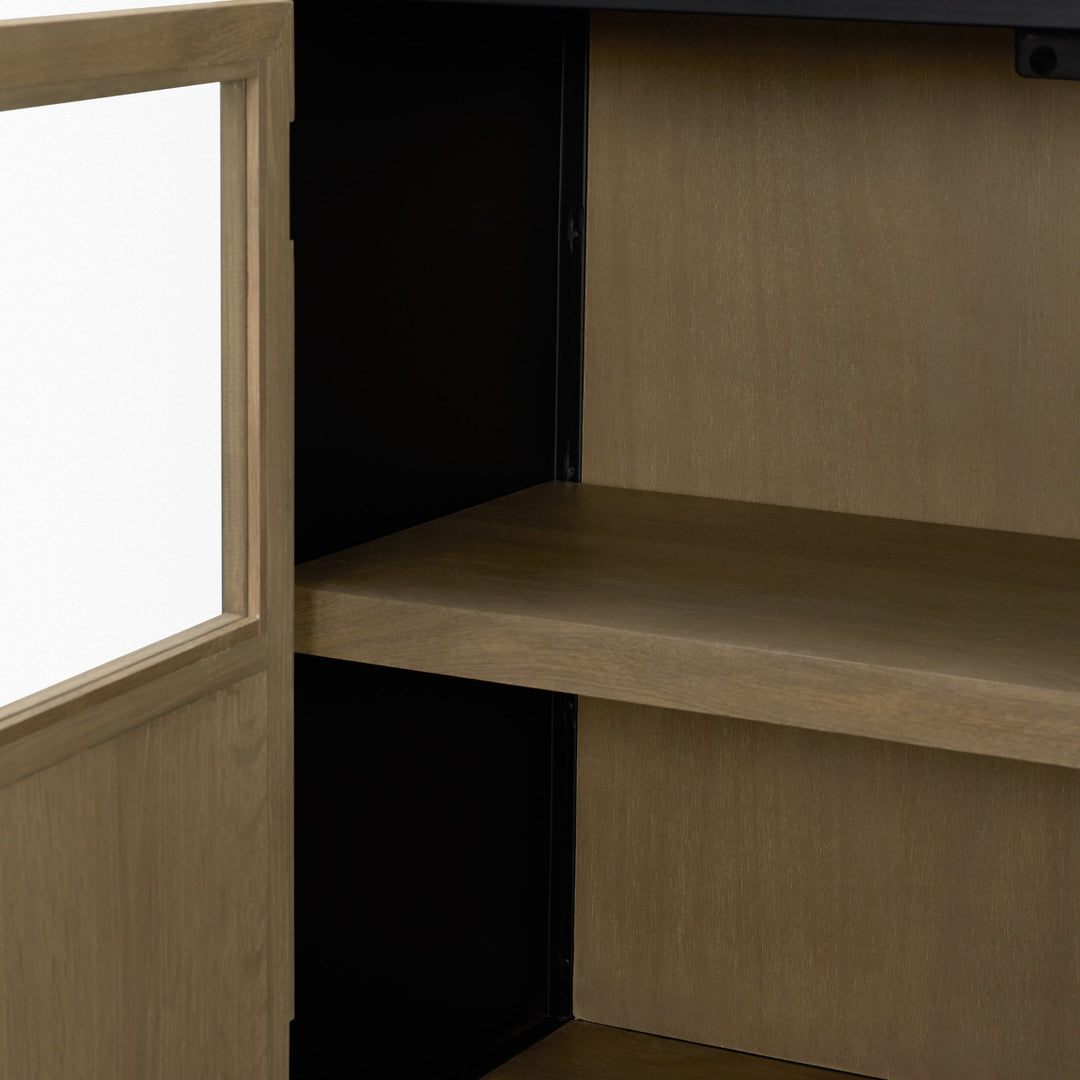 Sloan 40.0W Light Brown W/Black Metal Frame Accent Cabinet