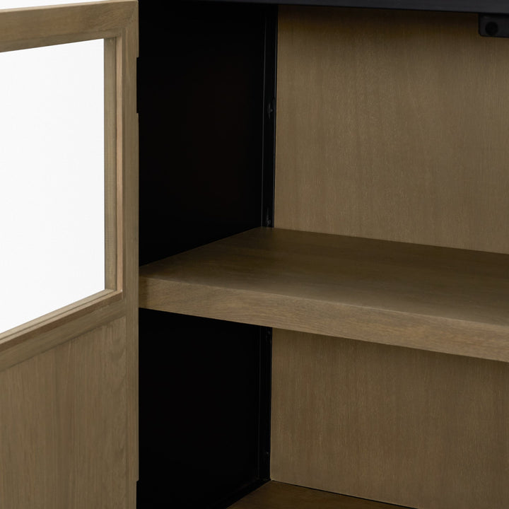 Sloan 40.0W Light Brown W/Black Metal Frame Accent Cabinet