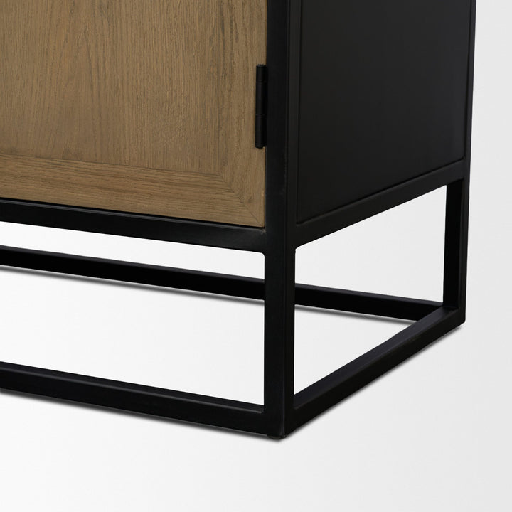 Sloan 40.0W Light Brown W/Black Metal Frame Accent Cabinet