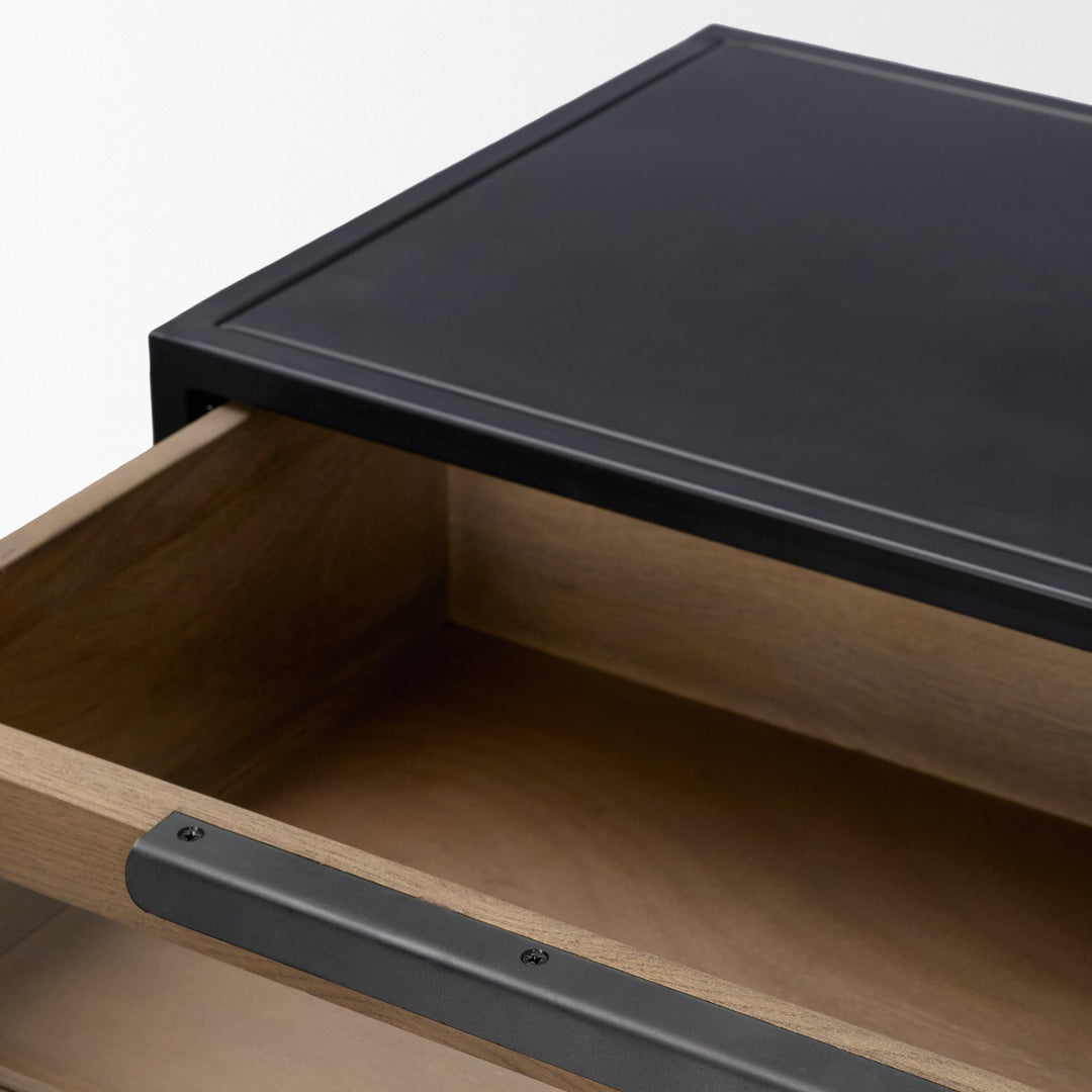 Sloan Light Brown W/ Black Metal Frame Side Table