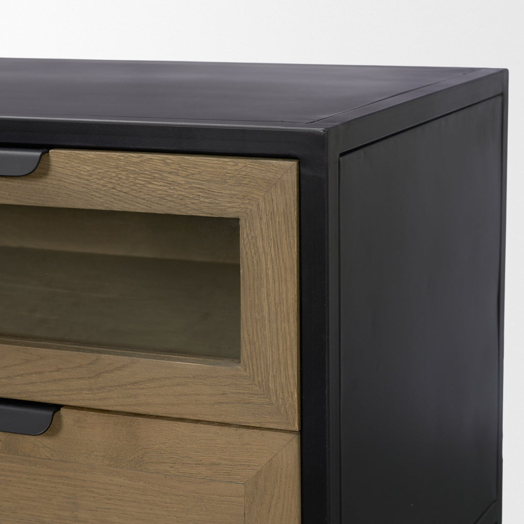 Sloan Light Brown W/ Black Metal Frame Side Table