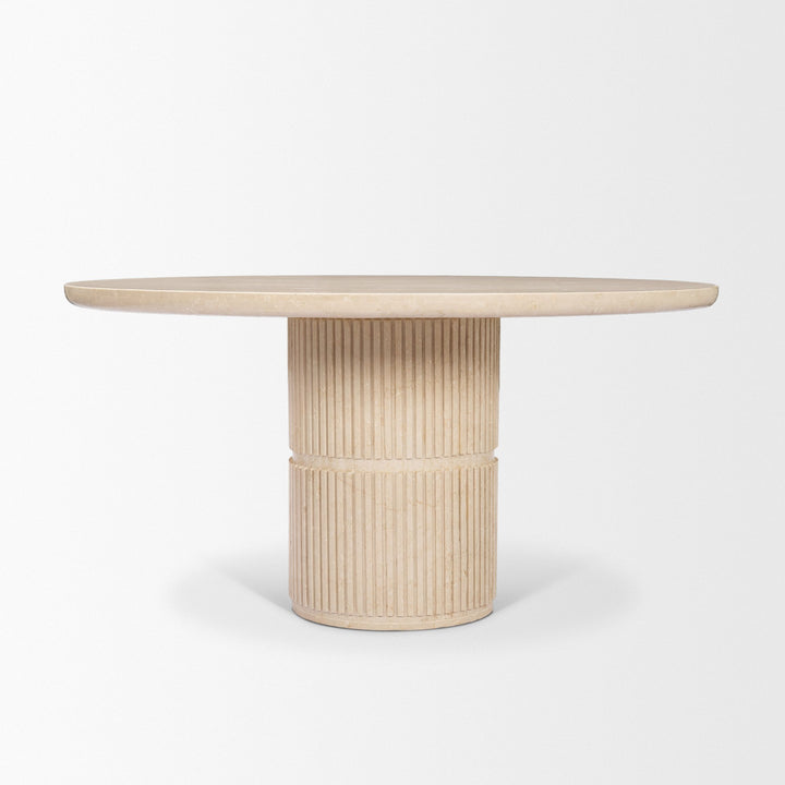 Sorrano 59" Botticino Marble Round w/ Fluted Base Dining Table