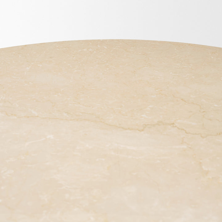 Sorrano 59" Botticino Marble Round w/ Fluted Base Dining Table