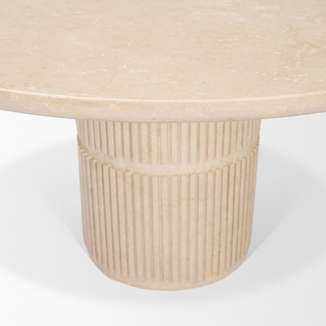 Sorrano 59" Botticino Marble Round w/ Fluted Base Dining Table