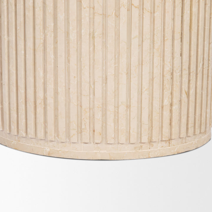 Sorrano 59" Botticino Marble Round w/ Fluted Base Dining Table