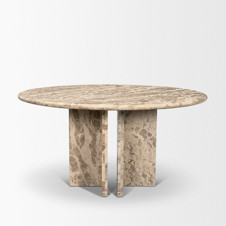 Rivaro Solid Beige Marble Round Dining Table
