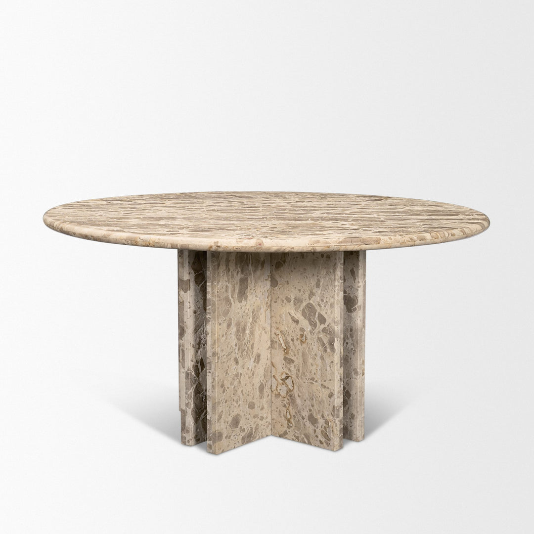Rivaro Solid Beige Marble Round Dining Table