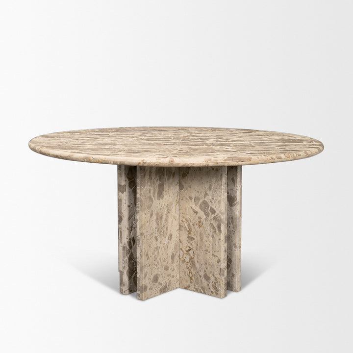 Rivaro Solid Beige Marble Round Dining Table