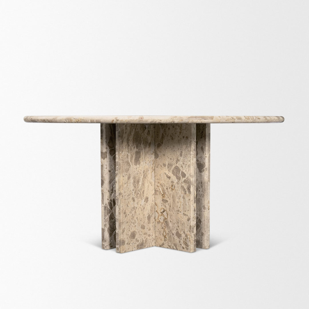 Rivaro Solid Beige Marble Round Dining Table