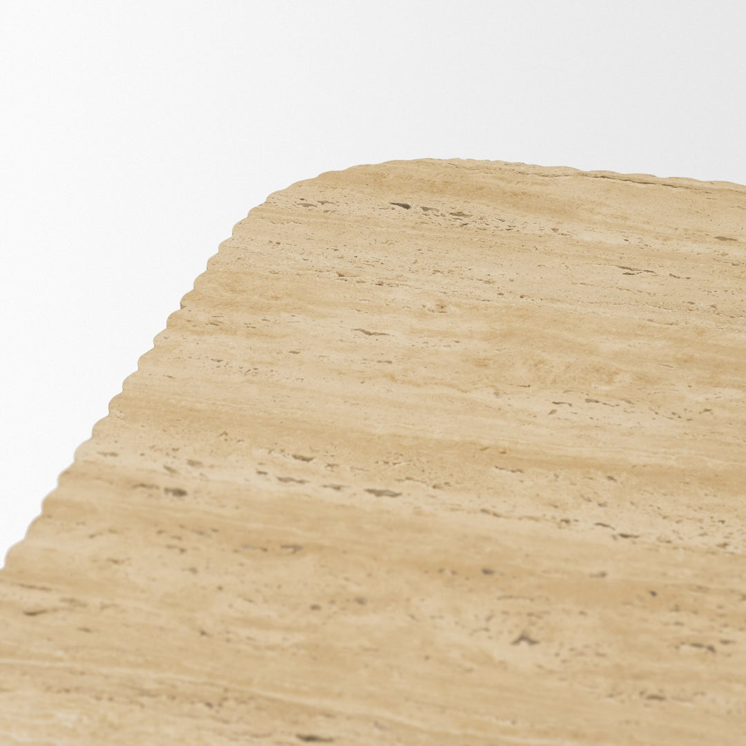 Tavora Ribbed Square Travertine Coffee Table