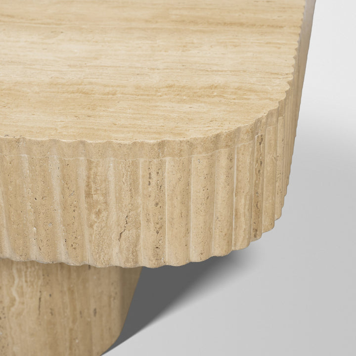 Tavora Ribbed Square Travertine Coffee Table