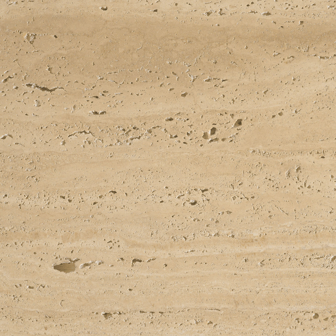 Tavora Ribbed Square Travertine Coffee Table