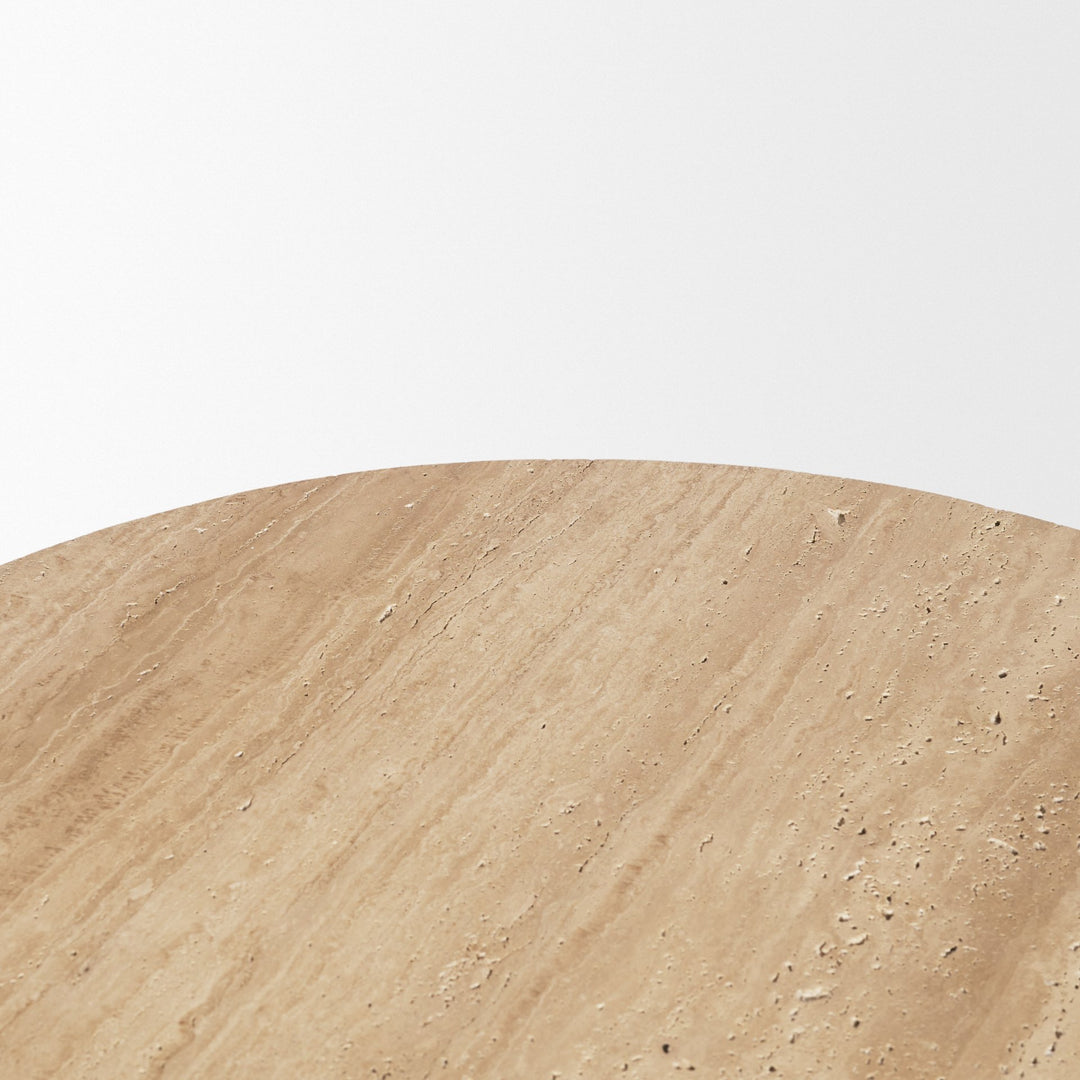 Elara Ribbed Oblong Travertine Coffee Table