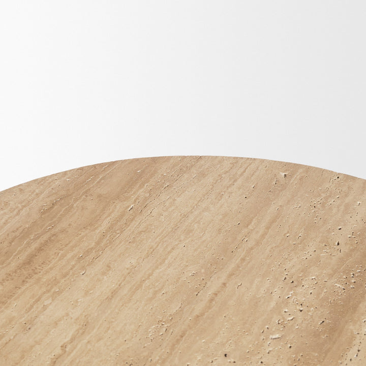 Elara Ribbed Oblong Travertine Coffee Table