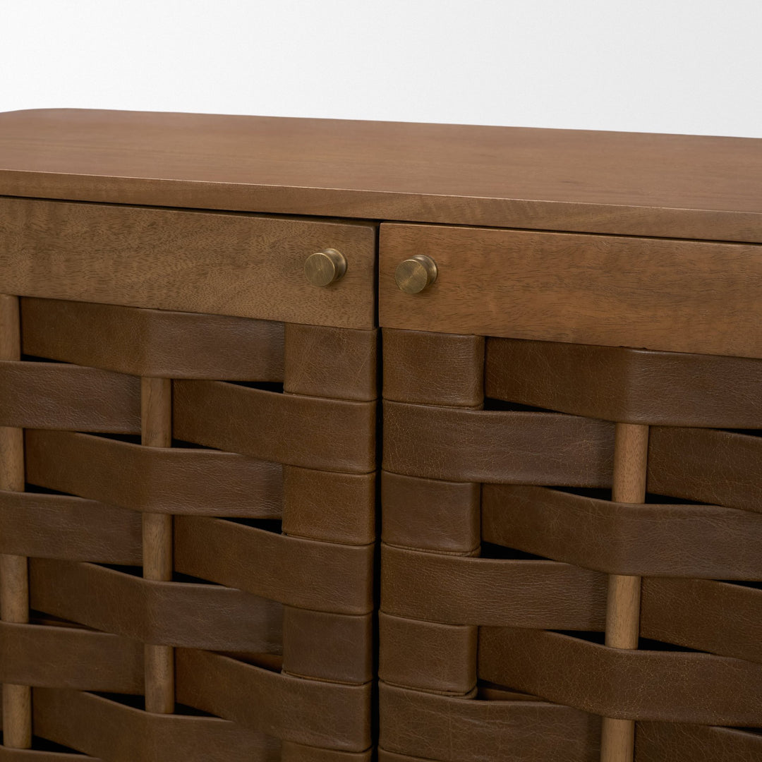 Wexlan Solid Wood w/ Leather Weave 4 Door Closed Sideboard