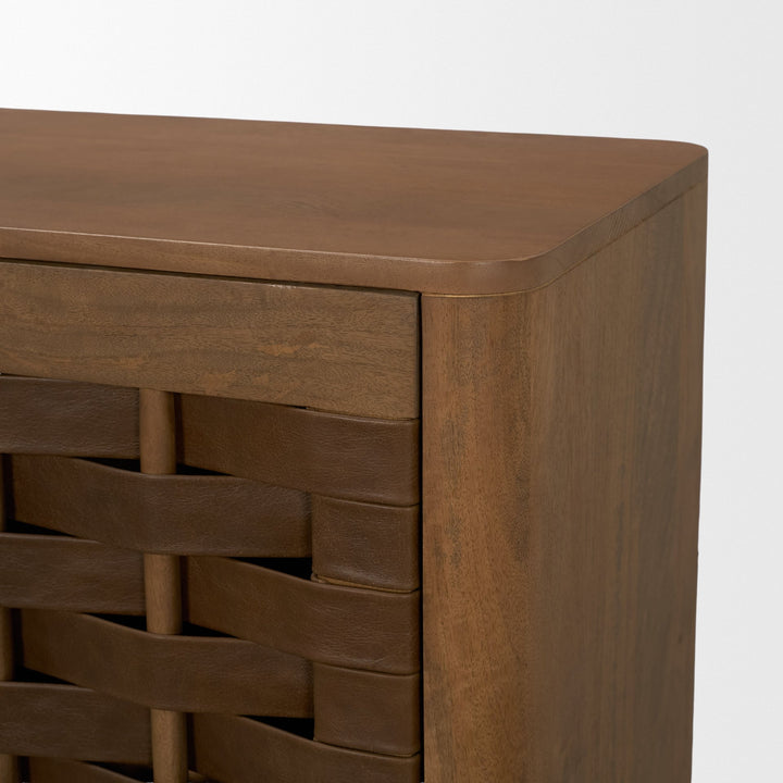 Wexlan Solid Wood w/ Leather Weave 4 Door Closed Sideboard