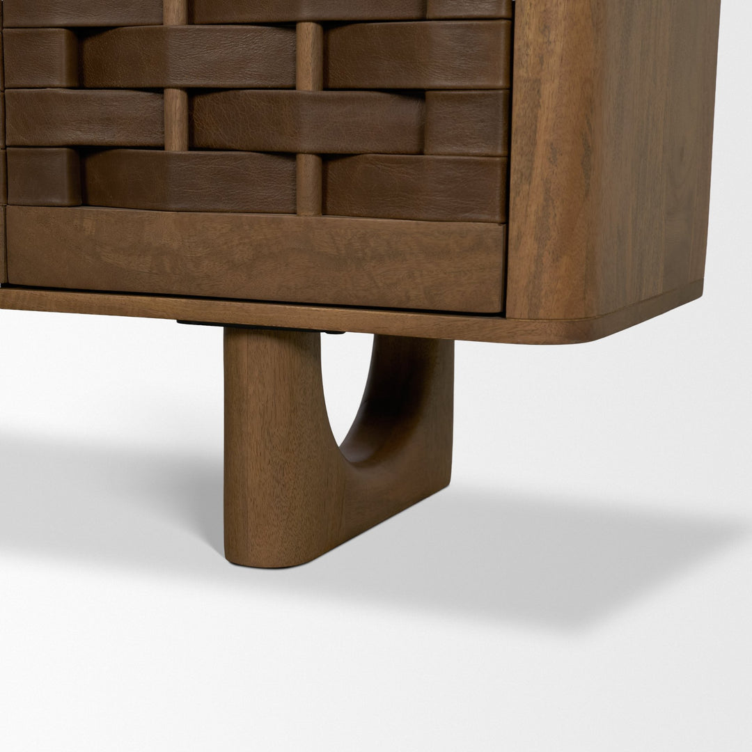 Wexlan Solid Wood w/ Leather Weave 4 Door Closed Sideboard