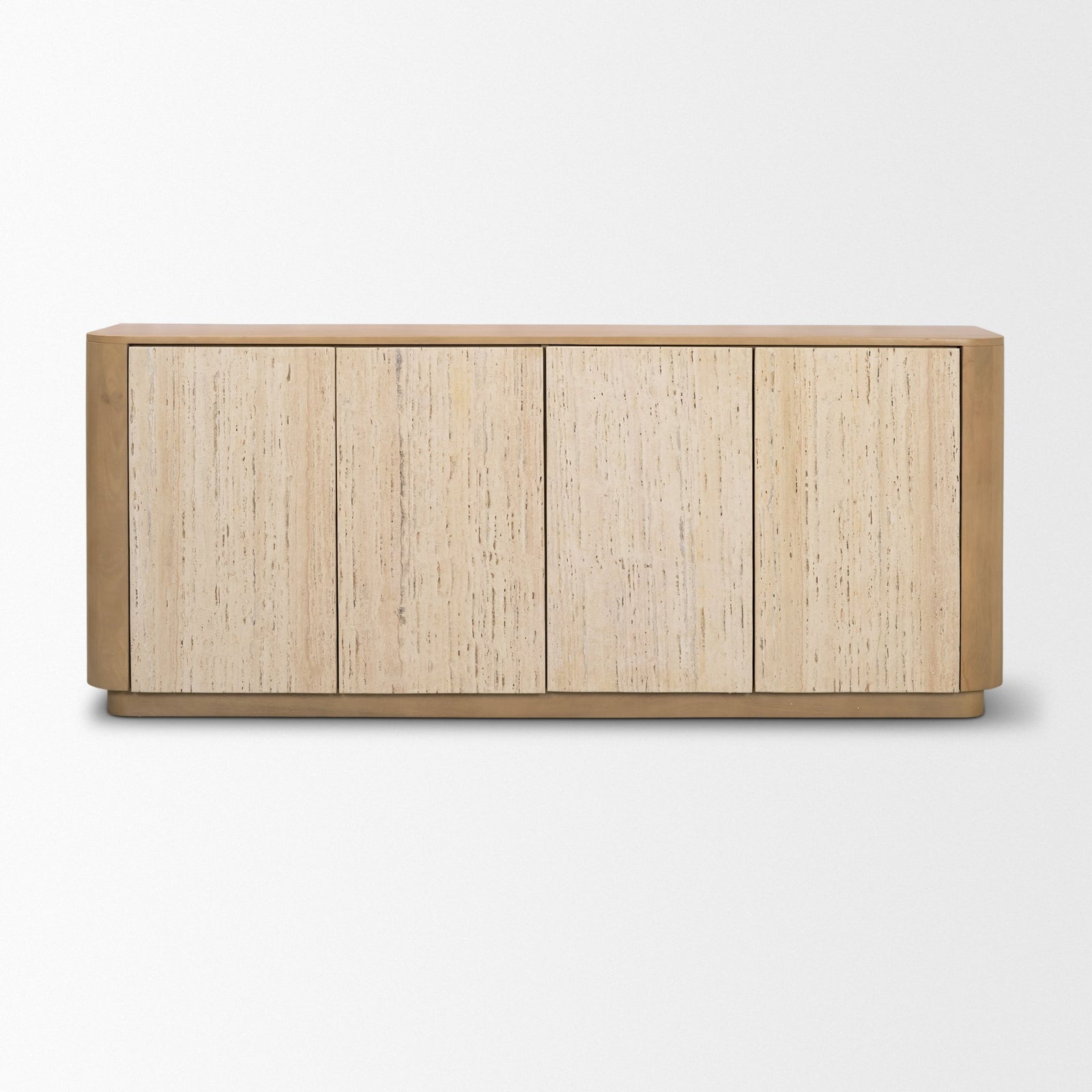 Serrin Solid Wood w/ Travertine 4 Door Closed Sideboard