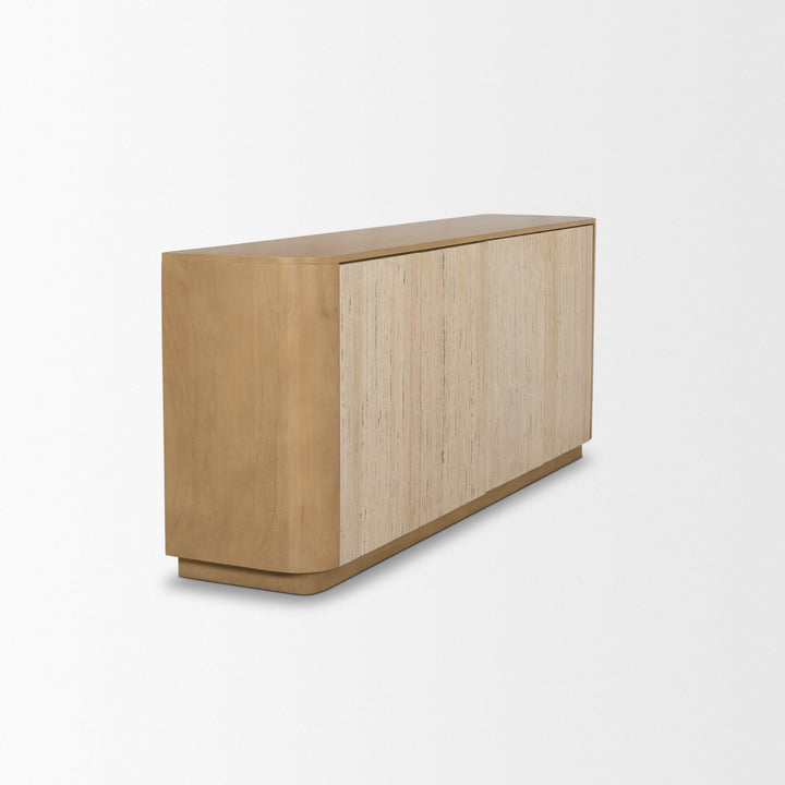 Serrin Solid Wood w/ Travertine 4 Door Closed Sideboard