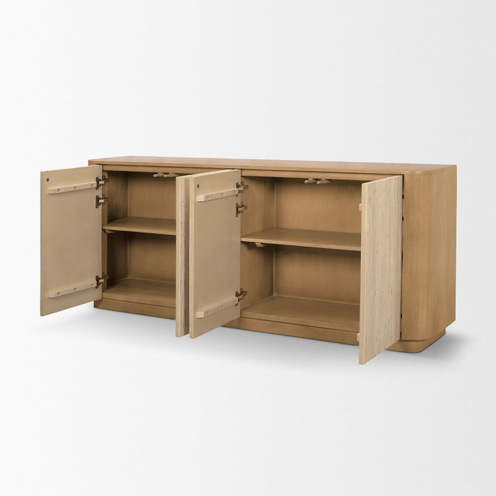 Serrin Solid Wood w/ Travertine 4 Door Closed Sideboard