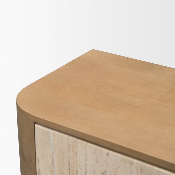 Serrin Solid Wood w/ Travertine 4 Door Closed Sideboard