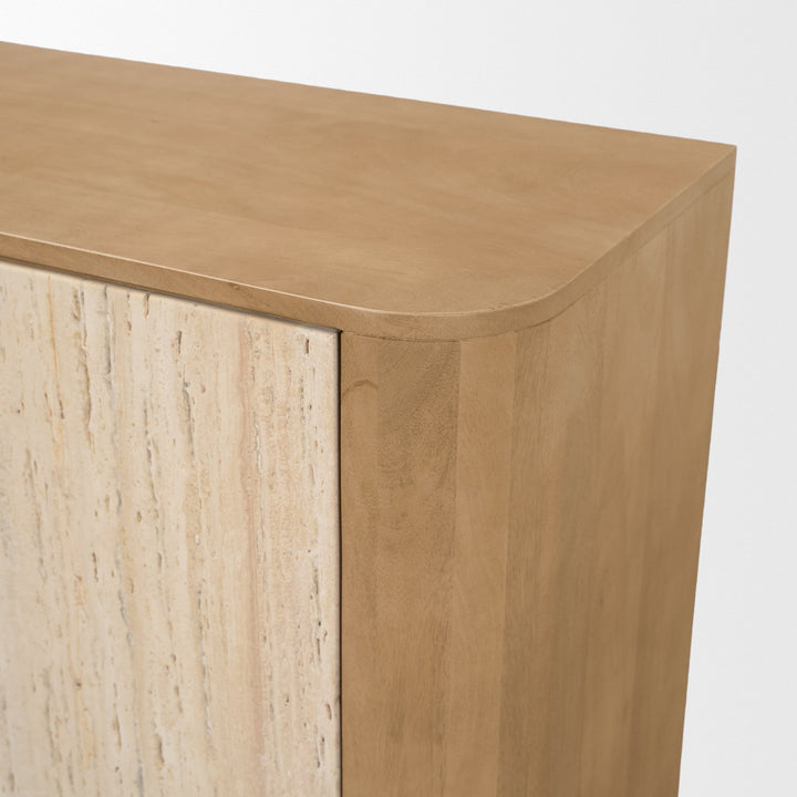 Serrin Solid Wood w/ Travertine 4 Door Closed Sideboard